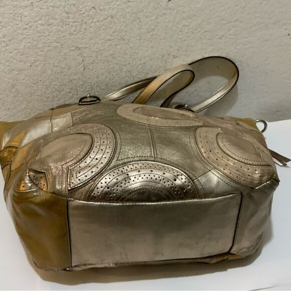 2011 Coach Chelsea Inlaid Perforated Leather Emerson Satchel Leather Rare - Picture 8 of 10